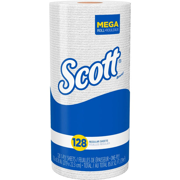 Papier essuie-tout Blanc Scott® en rouleau 128 feuilles - 20 rlx/boîte KC